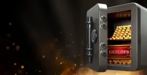 Изображение открытого сейфа, наполненного золотом и промокодами, рекламирующее бонус на выходные в Хани Мани.